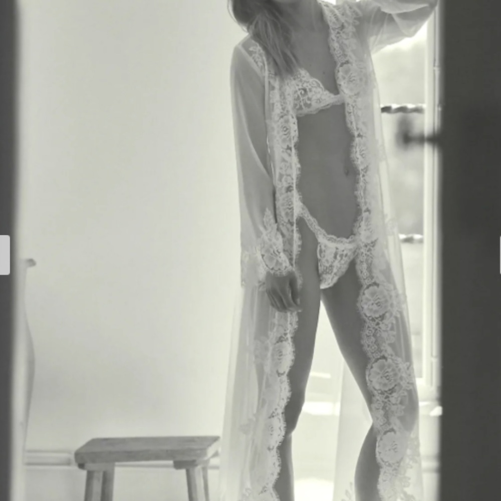 Helena Homebodii Long Lace Bridal Robe, Size S